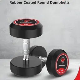 PowerMax Fitness Set Of 2 Round Fixed Weight Dumbbell - 30 Kg Each image 2