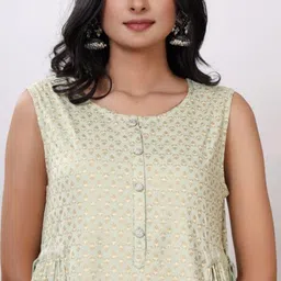 Chandbaali Floral Printed Chikankari A-Line Kurta image 5