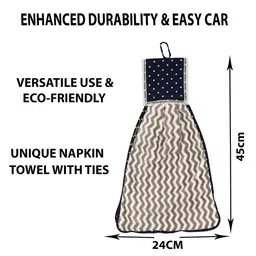 Kuber Industries 2-Pcs Grey & White Zig Zag Washbasin Hanging Kitchen Towel With Ties image 2