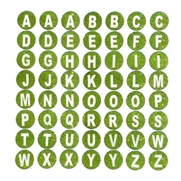 Comet Busters Green & White Printed Self-Adhesive Uppercase Glitter Alphabet Stickers image 1