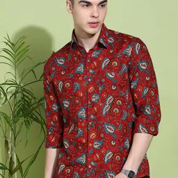 FUBAR Men Slim Fit Floral Printed Spread Collar Cotton Casual Shirt-picture-29