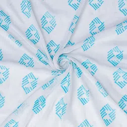 Parda Online Turquoise Blue & White Geometric Printed Linen Sheer Window Curtain image 4