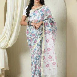 365 WINKS Floral Pure Cotton Kota Saree-image-0