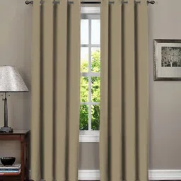 Myntra Elegant Homes Beige Set of 2 Black Out Long Door Curtain image 1