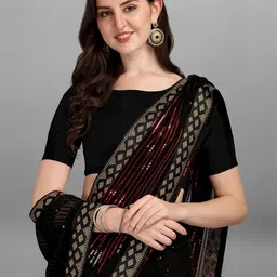 CaniBani Red Pure Georgette Sarees image 2