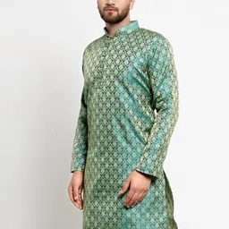 jompers Men Woven Design Jacquard Straight Kurta image 4