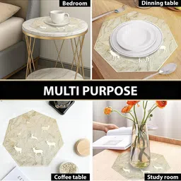 LUXEHOME INTERNATIONAL Brown 4 Pieces Textured Waterproof Dining Table Placemats image 2