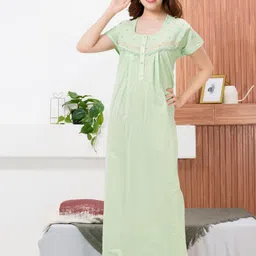 TRUNDZ Women Floral Printed Round Neck Pure Cotton Maxi Nightdress-picture-32