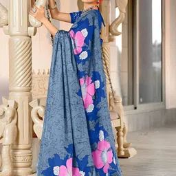 all about you Floral Printed Pure Cotton Saree image 5