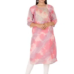 PARTH SY FASHION Women Pink Crepe Straight Kurtas-picture-17