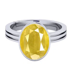 VISHVMA Silver Plated 8.00 Ratti Sapphire Pukhraj Gemstone Studded Finger Ring image 4