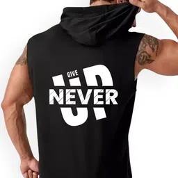 Fashnobic Never Give Up Printed Hooded Gym-Vest - FB-105_Back_pt-32 image 2
