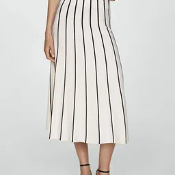 MANGO Striped A-Line Midi Skirt image 1