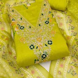 BlissFlair Art Silk Unstitched Dress Material image 4