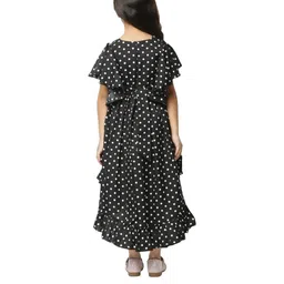 Shahina Fashion Girls Polka Dots Printed Gathered Detail High-Low Hem Fit & Flare Dresses-picture-25