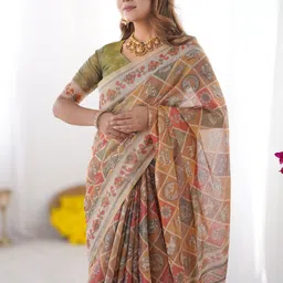 MAHARANI COUTURE Women Pure Cotton Ethnic Motifs Printed Banarasi Saree image 5