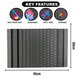 Good Vibes Grey & White 6 Pieces Textured Waterproof Anti-Skid Table Placemats image 5
