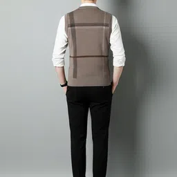 Mast & Harbour Men Checked Striped Sweater Vest image 5