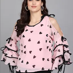 RC NEOEN Print Cold-Shoulder Ruffles Cotton Top-picture-35