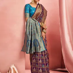 KALINI Woven Design Zari Saree image 4