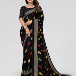 Moda Rapido Floral Print Poly Georgette Saree-image-0