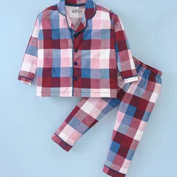 Nite Flite Unisex Kids Pure Cotton Checked Night suit-picture-28