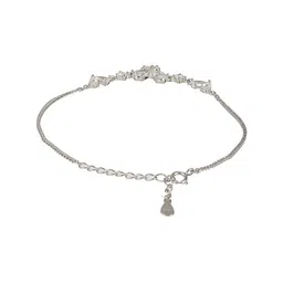 SARAF SILVERETZ Women Sterling Silver American Diamond Handcrafted Silver-Plated Charm Bracelet image 2