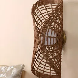 akway Beige Wood Abstract Shaped Shaped Wall Lamp image 5