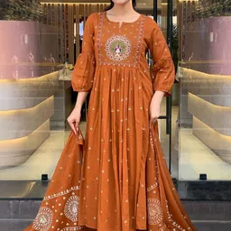 Anni Designer Women Ethnic Motifs Embroidered Empire Thread Work Kurta with Trousers & With Dupatta image 3