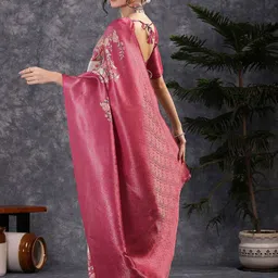 Mitera Floral Printed Zari Banarasi Saree image 4