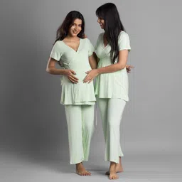 Block Hop Maternity V-Neck Top & Trouser image 1