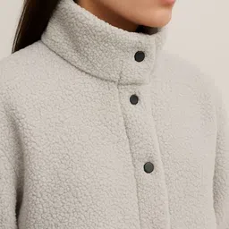 Roadster Women Grey Polyester Solid Mock Collar Open Front Jacket image 2