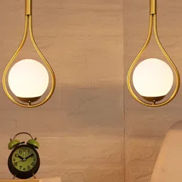 GAUVIK Gold-Toned Glass Ceiling Lamp image 3