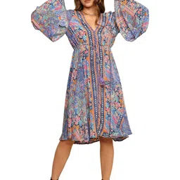 GALE GIRLS Bohemian Print Flared Sleeves Knee Length Dress image 4