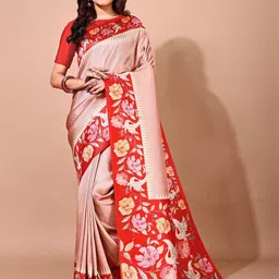 Avyay Creation Woven Design Floral Printned Border Kanjeevaram Saree-picture-16