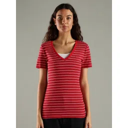 Tommy Hilfiger Striped V Neck Regular Fit Cotton T-shirt image 1