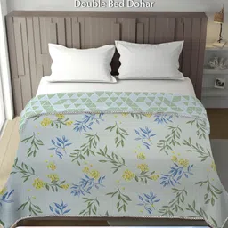 Arrabi Green & Blue Floral Printed Mild Winter 300 GSM Dohar-picture-42
