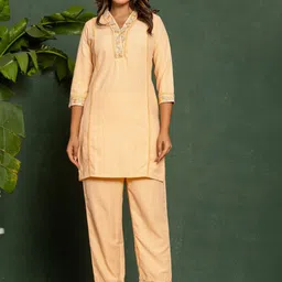 AUTUMN LANE ITI Coral Cotton Kurta Pant Set image 1