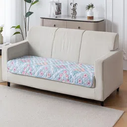 HOUSE OF QUIRK Blue & White Printed Cotton Sofa Mat 80x150 CM-picture-35