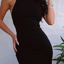 StyleCast x Revolte Halter Neck Bodycon Maxi Dress image 2