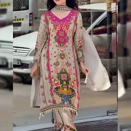 NKV Women Ethnic Motifs Printed Regular Mirror Work Kurta with Trousers & With Dupatta-image-39