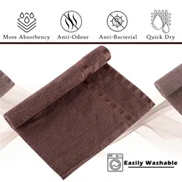 Aura Set Of 6 Grey & Brown Cotton 150 GSM Anti-Bacterial Face Towels image 3
