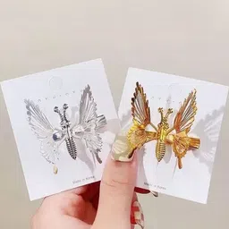 Shivarth Butterfly 4pc Metal Hair Clips image 5