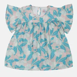 YOUNG BIRDS Tropical Print Flutter Sleeve Top-picture-54