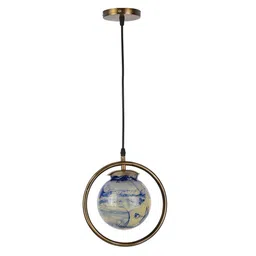 1ST TIME Blue & White 2 Pieces Printed Spherical Ceiling Lamp image 2
