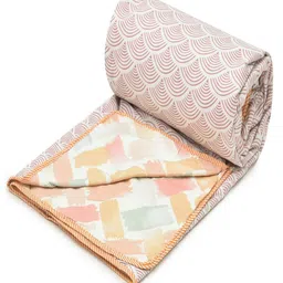 Myntra Elegant Homes Multicoloured & Peach-Coloured Microfiber AC Room 150 GSM Dohar image 5