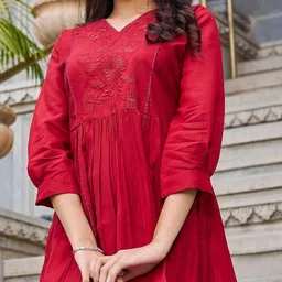 CORSICA Women Embroidered V-Neck Fit & Flare Dress image 5