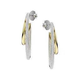 SWAROVSKI Rhodium-Plated Crystals Stone-Studded Hoop Earrings image 2