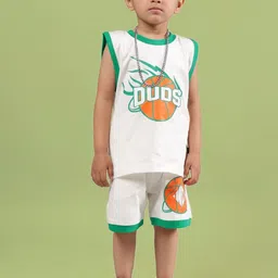 WEARDUDS Kids Dribble Printed Pure Cotton T-Shirt With Shorts-picture-53