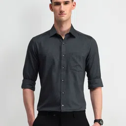 Arrow Men Classic Spread Collar Solid Cotton Formal Shirt-picture-27